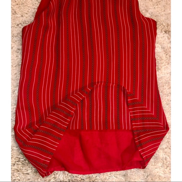 Banana Republic Tie Neck Red Sleeveless Blouse - Picture 7 of 11